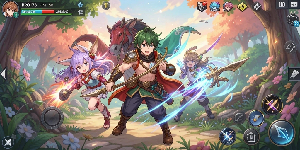 Screenshot utama BRO178 menampilkan pertempuran karakter Anime yang seru.