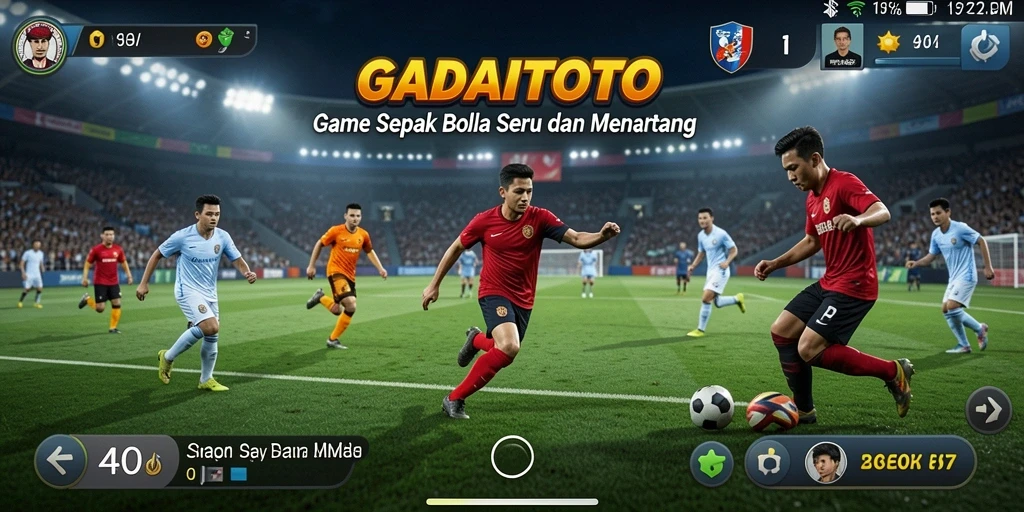 Screenshot GADAITOTO menampilkan aksi seru dalam pertandingan sepak bola.