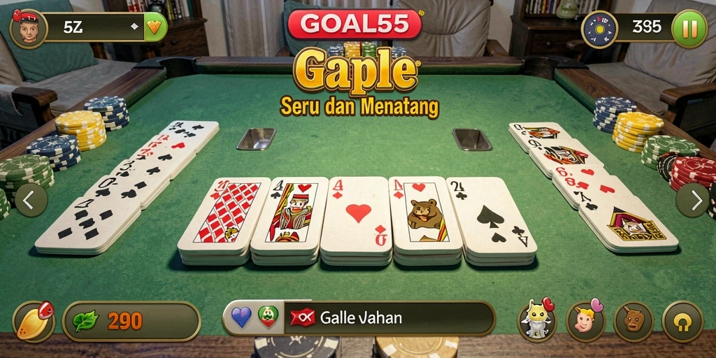 Tampilan seru gameplay Gaple di GOAL55.