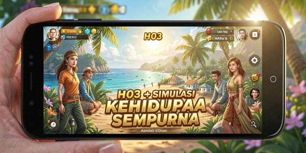 Screenshot gameplay H03 yang menampilkan dunia simulasi yang kaya dan interaktif.