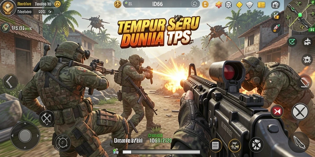 Tampilan gameplay ID66 yang menegangkan dalam pertarungan TPS.