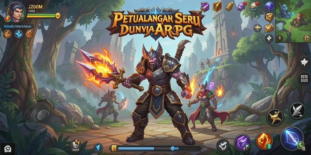 Menampilkan aksi seru dalam gameplay ARPG J200M.