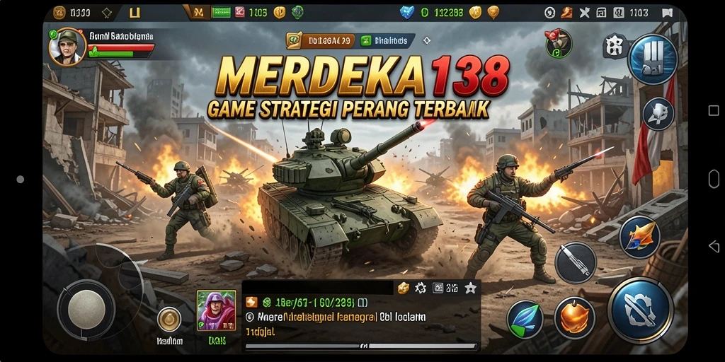 Tampilan gameplay MERDEKA138 dalam aksi strategi perang.