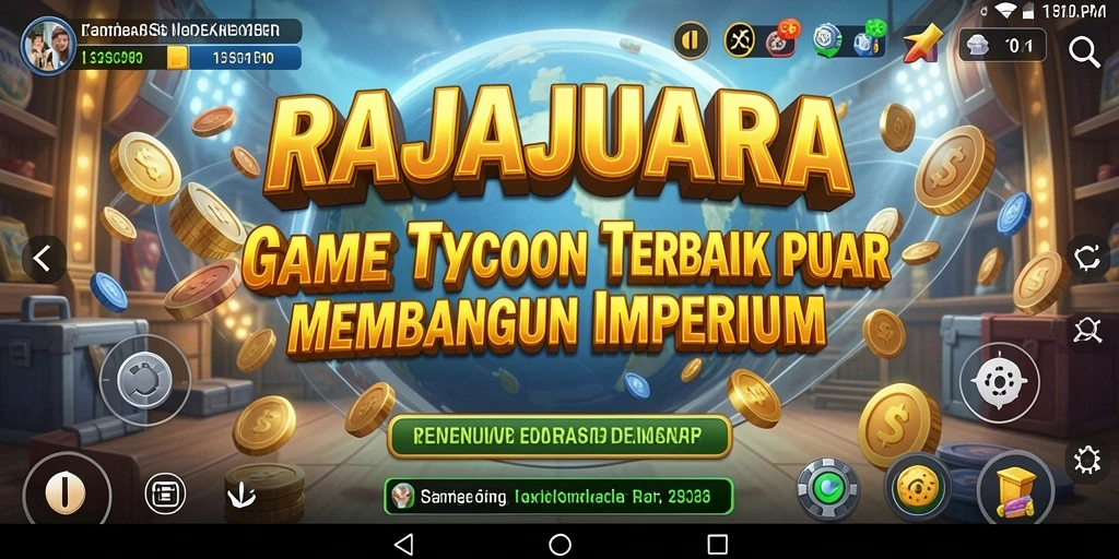 Tampilan gameplay menarik dari RAJAJUARA dengan elemen Tycoon yang menantang.