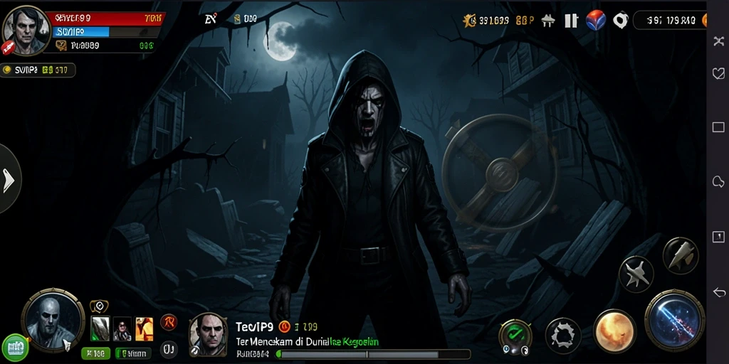 Tampilan gameplay menegangkan di dunia kegelapan dan teror.