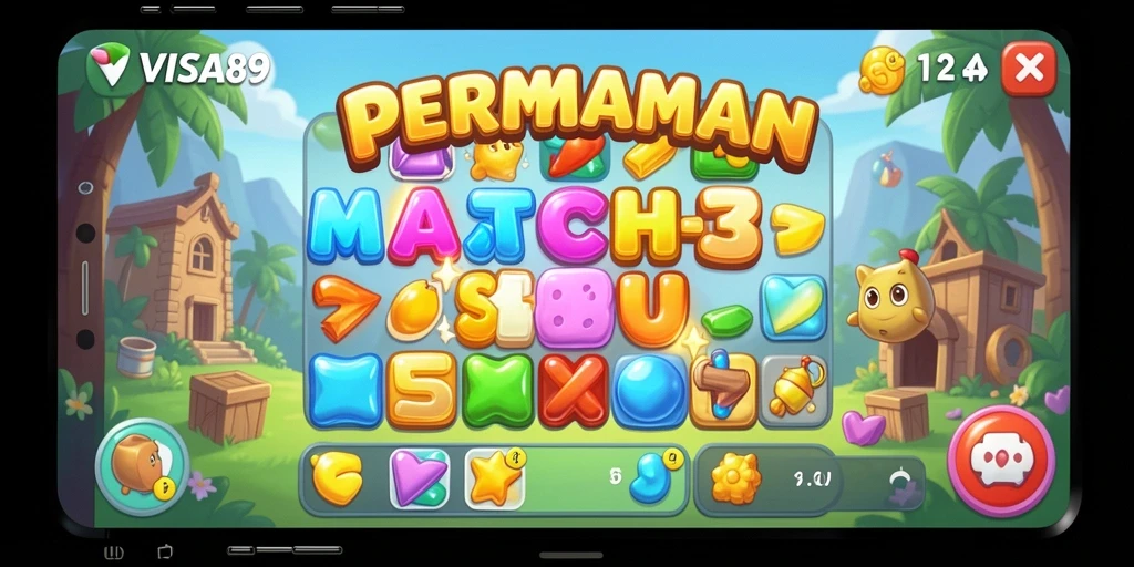 Tampilan gameplay seru dari permainan Match-3 VISA89.